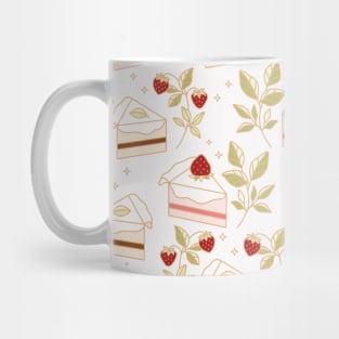 Seamless strawberry cake and plant Mug